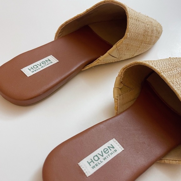 New Haven Well Within Raffia Mules Woven Boho Coastal Preppy Vacation Bohemian 7 - Picture 5 of 10